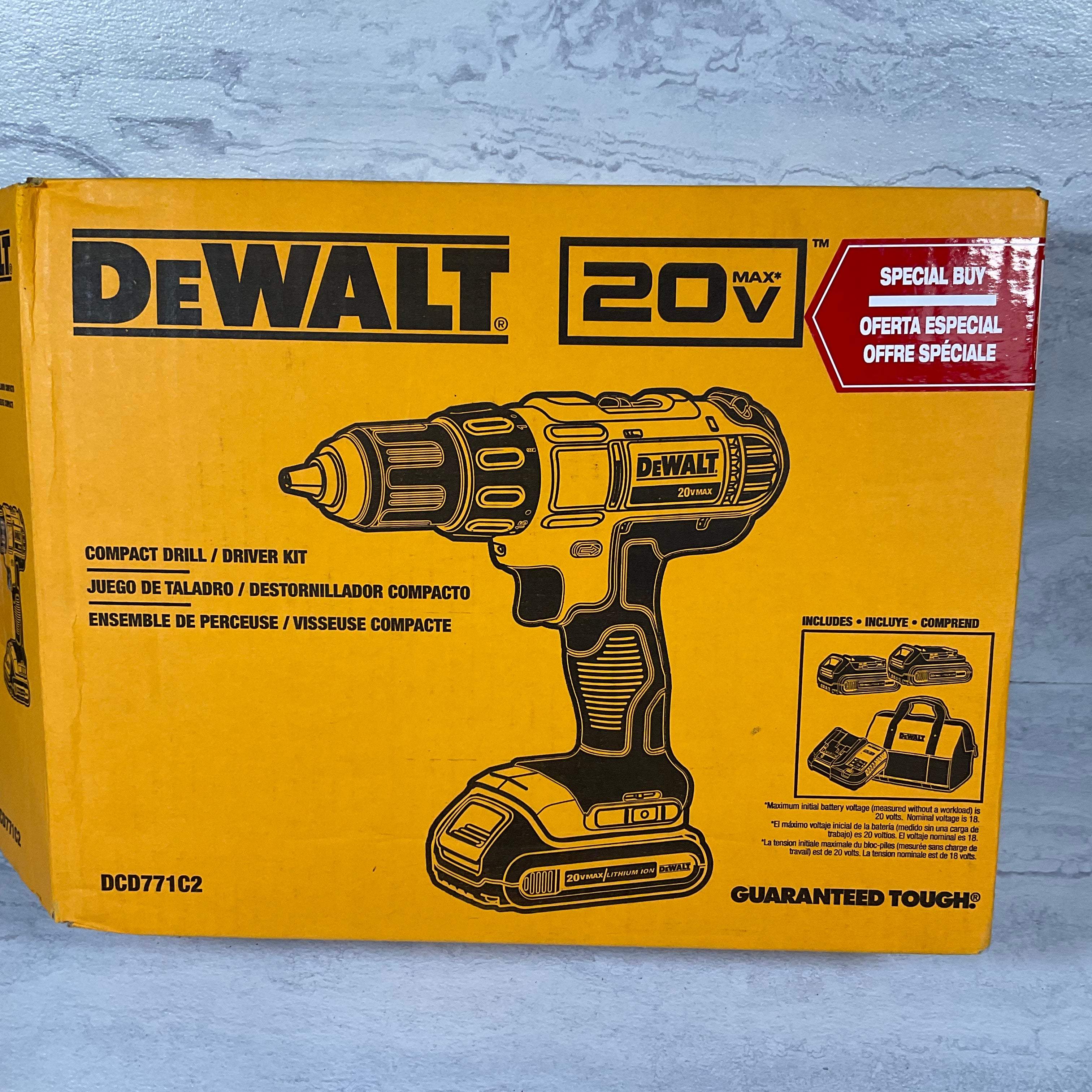 **FOR PARTS** DEWALT 20V Max Cordless Drill / Driver Kit, 1/2-Inch (DCD771C2) (7331599974638)